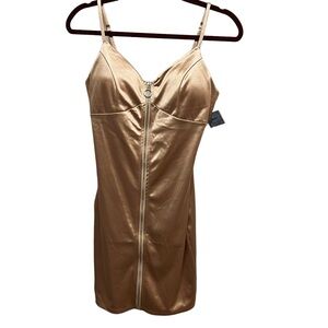 Haute Monde Gold Zippered Dress Size M NWT